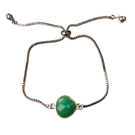 Bracelet Chrysoprase sur Chaîne Acier Inox Réglable