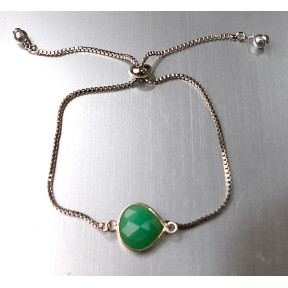 Bracelet Chrysoprase sur Chaîne Acier Inox Réglable
