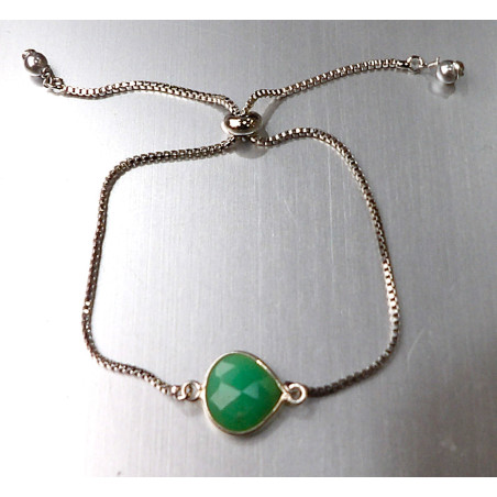 Bracelet Chrysoprase sur Chaîne Acier Inox Réglable