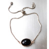 Bracelet Onyx sur Chaîne Acier Inox Réglable