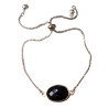 Bracelet Onyx sur Chaîne Acier Inox Réglable