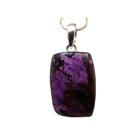 Pendentif Sugilite Rectangle avec Chaîne Argent 925