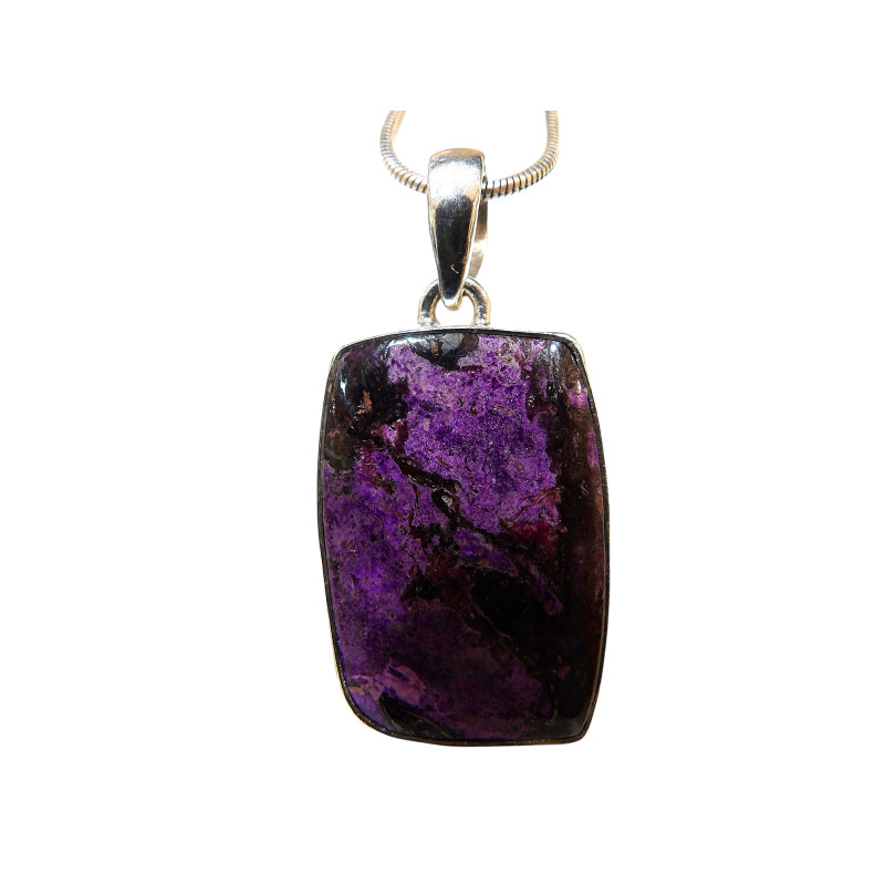 Pendentif Sugilite Rectangle avec Chaîne Argent 925