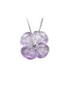 Pendentif Améthyste Trèfle avec Chaîne Argent 925