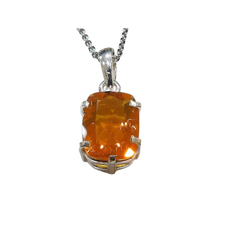 Pendentif Opale de Feu avec Chaîne Argent 925