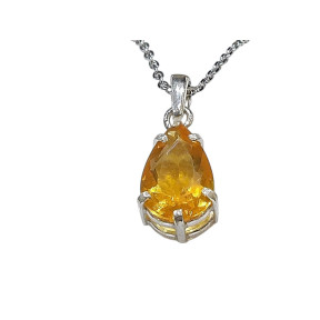 Pendentif Opale de Feu avec Chaîne Argent 925