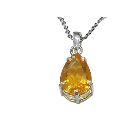 Pendentif Opale de Feu avec Chaîne Argent 925