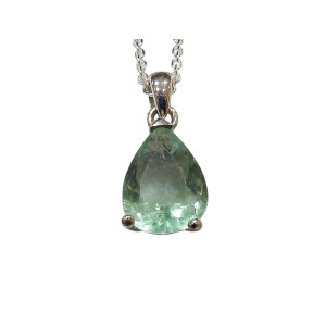 Pendentif Béryl Vert avec Chaîne Argent 925