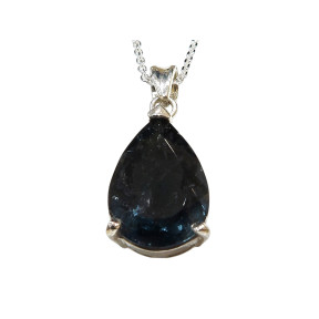 Pendentif Tourmaline Indicolite avec Chaîne Argent 925