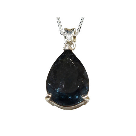 Pendentif Tourmaline Indicolite avec Chaîne Argent 925