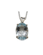 Pendentif Topaze Bleue avec Chaîne Argent 925