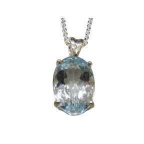Pendentif Topaze Bleue avec Chaîne Argent 925