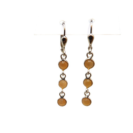 Boucles Pierre de Lune Rose Argent 925