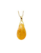 Pendentif Citrine avec Chaîne Acier Plaqué Or