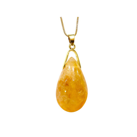 Pendentif Citrine avec Chaîne Plaquée Or