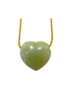 Pendentif Jade Cœur avec Chaîne Plaquée Or