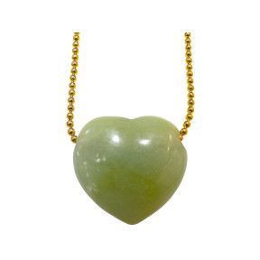 Pendentif Jade Cœur avec Chaîne Plaquée Or