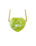 Pendentif Jade Cœur avec Chaîne Plaquée Or