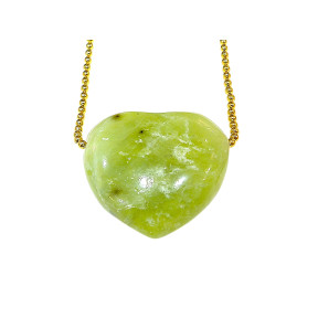 Pendentif Jade Cœur avec Chaîne Plaquée Or