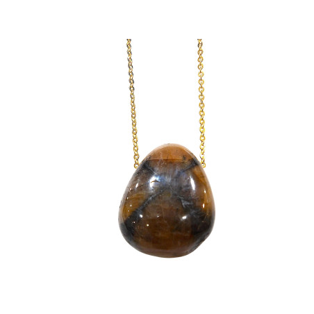 Pendentif Chiastolite avec Chaîne Plaquée Or