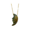 Pendentif Jaspe Sanguin Lune avec Chaîne Plaquée or