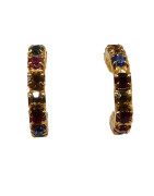 Boucles Zirconium Multicolore Plaquées Or Demi Créoles