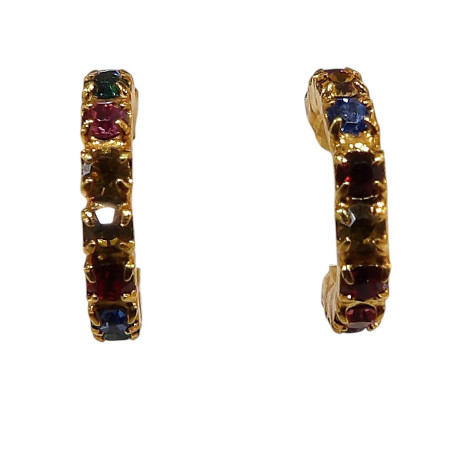 Boucles Zirconium Multicolore Plaquées Or Demi Créoles