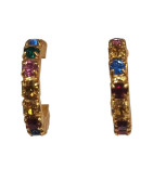 Boucles Zirconium Multicolore Plaquées Or Demi Créoles