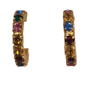 Boucles Zirconium Multicolore Plaquées Or Demi Créoles