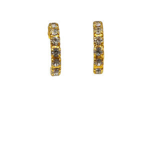 Boucles Zirconium Blanc Plaquées Or Demi Créoles