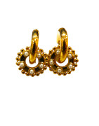 Boucles Perles Plaquée Or Demi Créoles