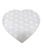 Disque de rechargement Sélénite Fleur de vie Cœur diam 10cm