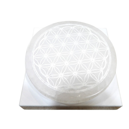 Disque de rechargement Sélénite Fleur de vie diam 10cm