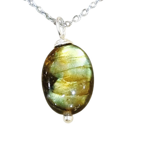 Pendentif Labradorite avec Chaîne Acier Inox