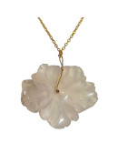 Pendentif Agate Blanche Fleur avec Chaîne Plaquée Or
