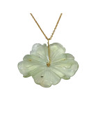 Pendentif Préhnite Fleur avec Chaîne Plaquée Or