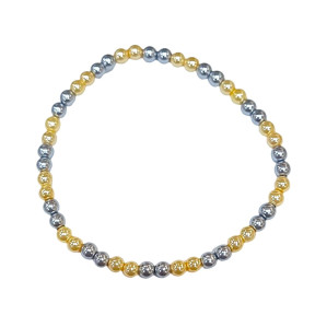 Bracelet Perles de Majorque Grises et Or Pierres Rondes 4mm