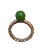Bague Jade Pierre Ronde 8mm Argent 925 Taille 53