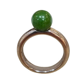 Bague Jade Pierre Ronde 8mm Argent 925 Taille 53