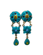 Boucles Email et Swarovski Laiton