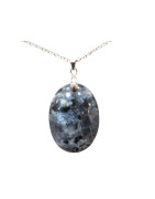 Pendentif Larvikite avec Chaîne Acier Inox