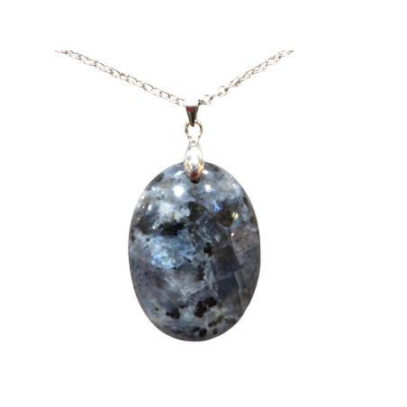 Pendentif Larvikite avec Chaîne Acier Inox