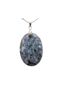 Pendentif Larvikite avec Chaîne Acier Inox