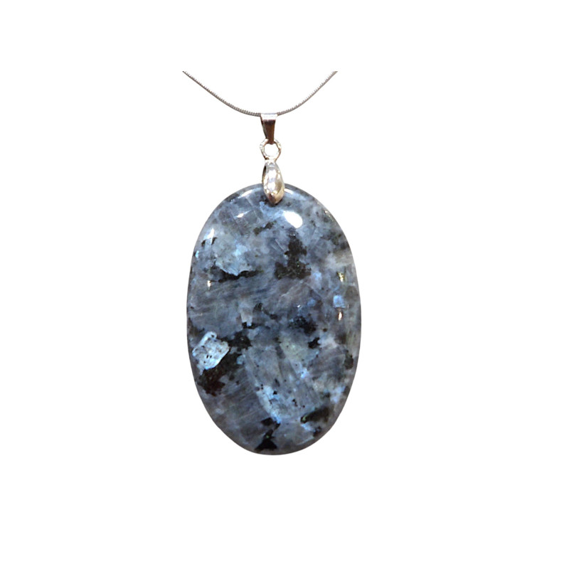 Pendentif Larvikite avec Chaîne Acier Inox