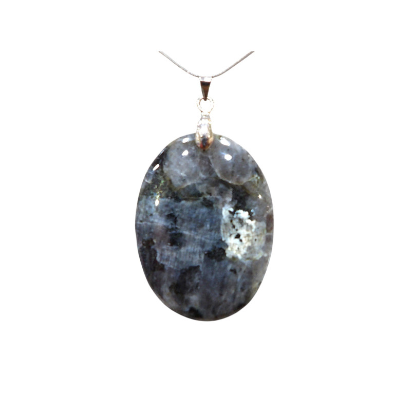 Pendentif Larvikite avec Chaîne Acier Inox
