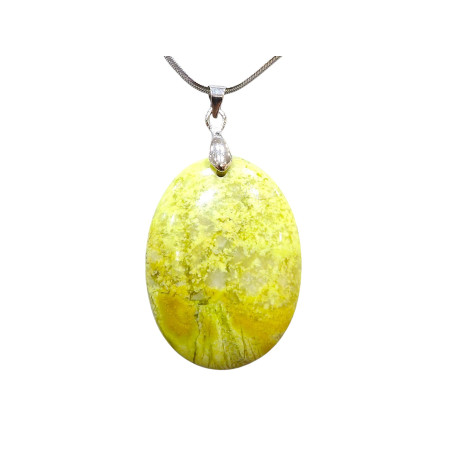 Pendentif Opale Verte avec Chaîne Acier Inox