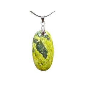 Pendentif Opale Verte avec Chaîne Acier Inox