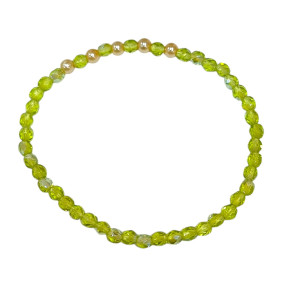 Bracelet Perles de Majorque Or et Perles Swarovski facettées Vert