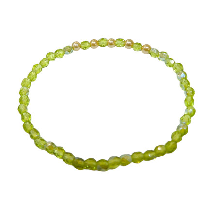 Bracelet Perles de Majorque Or et Perles Swarovski facettées Vertes Enfant
