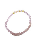 Bracelet Perles de Majorque Or et Perles Swarovski facettées Roses Enfant
